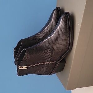 All Saints Carlotta Snake Print Zip Bootie